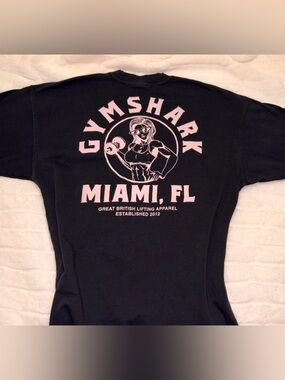 Gymshark Women’s Size Medium Black Tee with Pink Miami Graphic